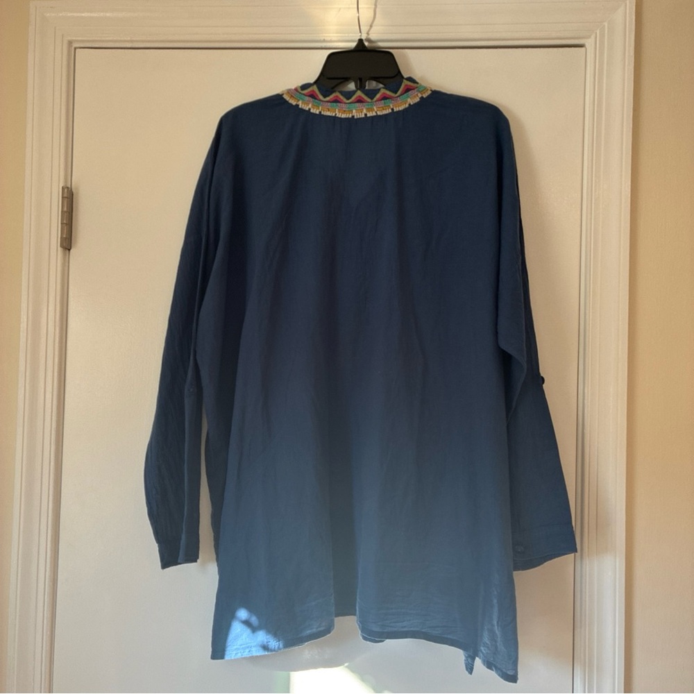Johnny Was blue embroidered tunic size XL - Picture 4 of 4